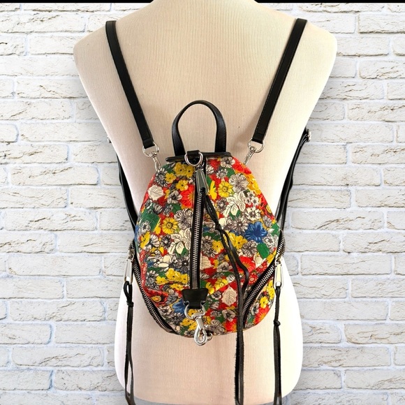 Rebecca Minkoff Julian Mini Convertible Floral Canvas Backpack, RARE Like New - Picture 2 of 10